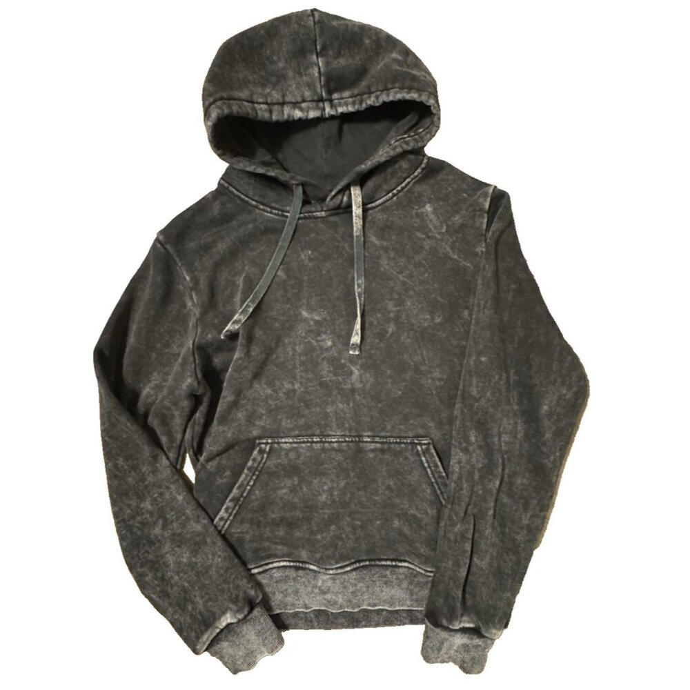 RSQ Men Medium Black Gray Marble Wash Hoodie Streetwear Goth Emo
